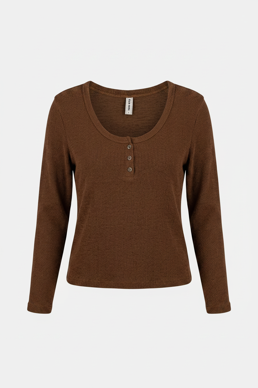 BLUSA MARRON BOTONES